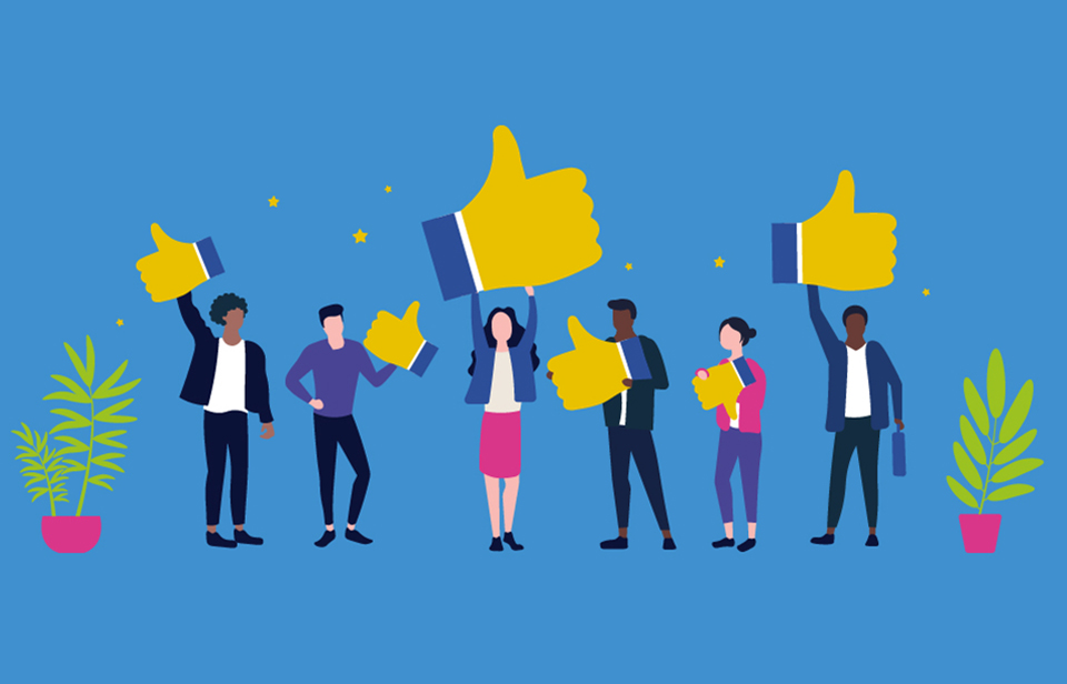 People holding thumbs up or thumbs down